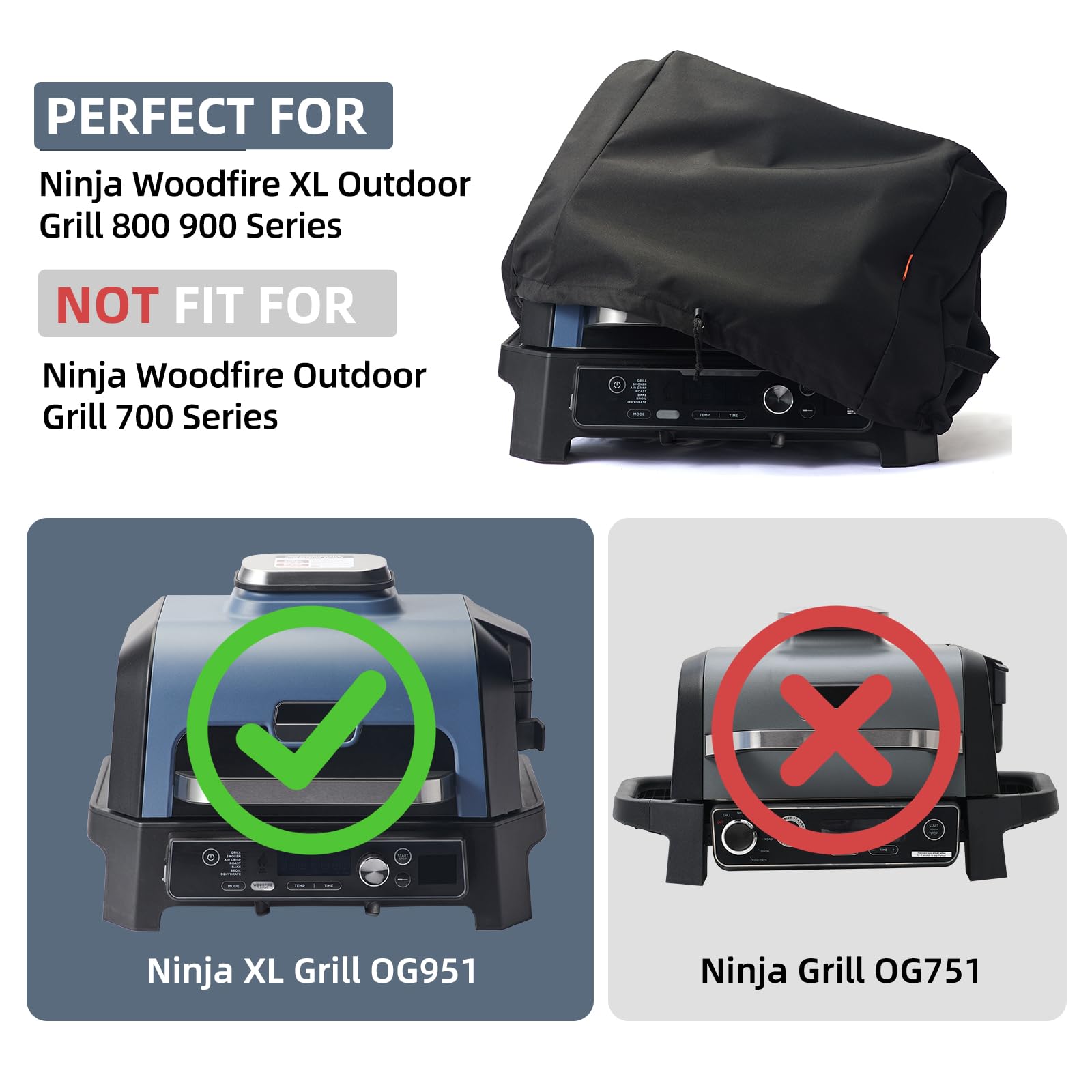 TRAVELIT Ninja Woodfire XL cover back view shields grill in windy conditions and sun.