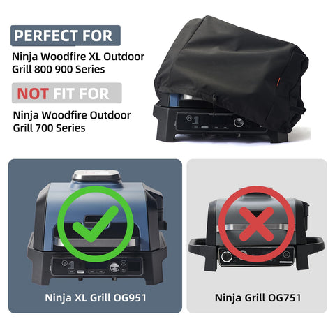 TRAVELIT Ninja Woodfire XL cover back view shields grill in windy conditions and sun.