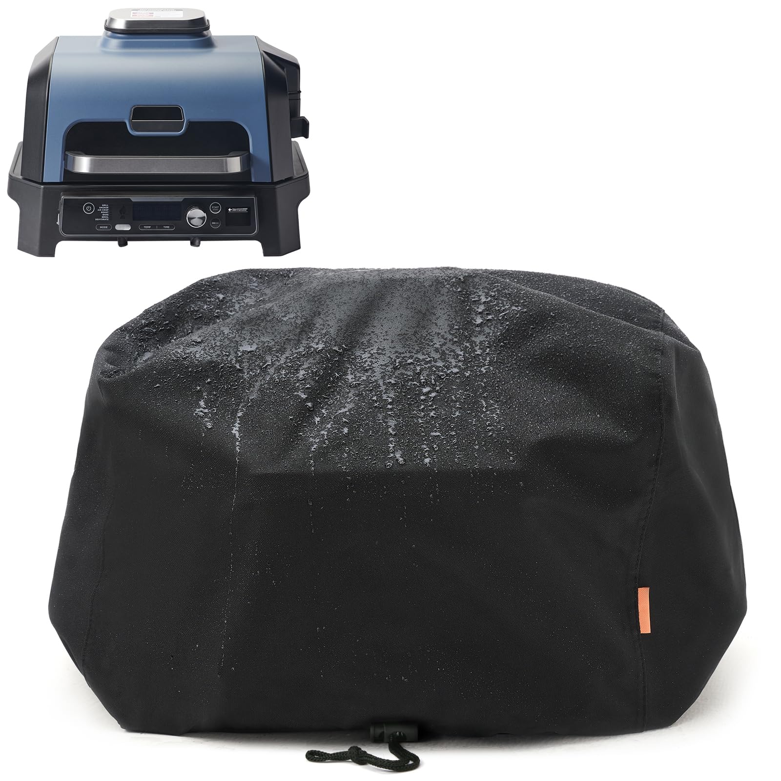 TRAVELIT Ninja Woodfire XL cover front view protects your grill from rain and dust outdoors effectively.