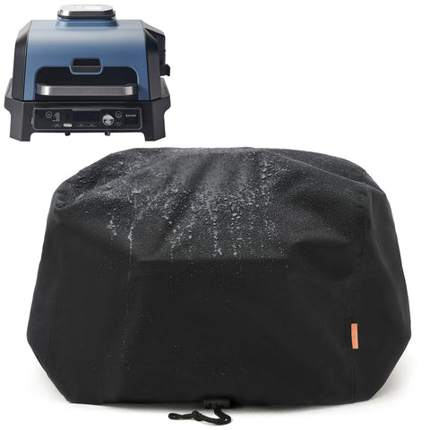 TRAVELIT Ninja Woodfire XL cover front view protects your grill from rain and dust outdoors effectively.