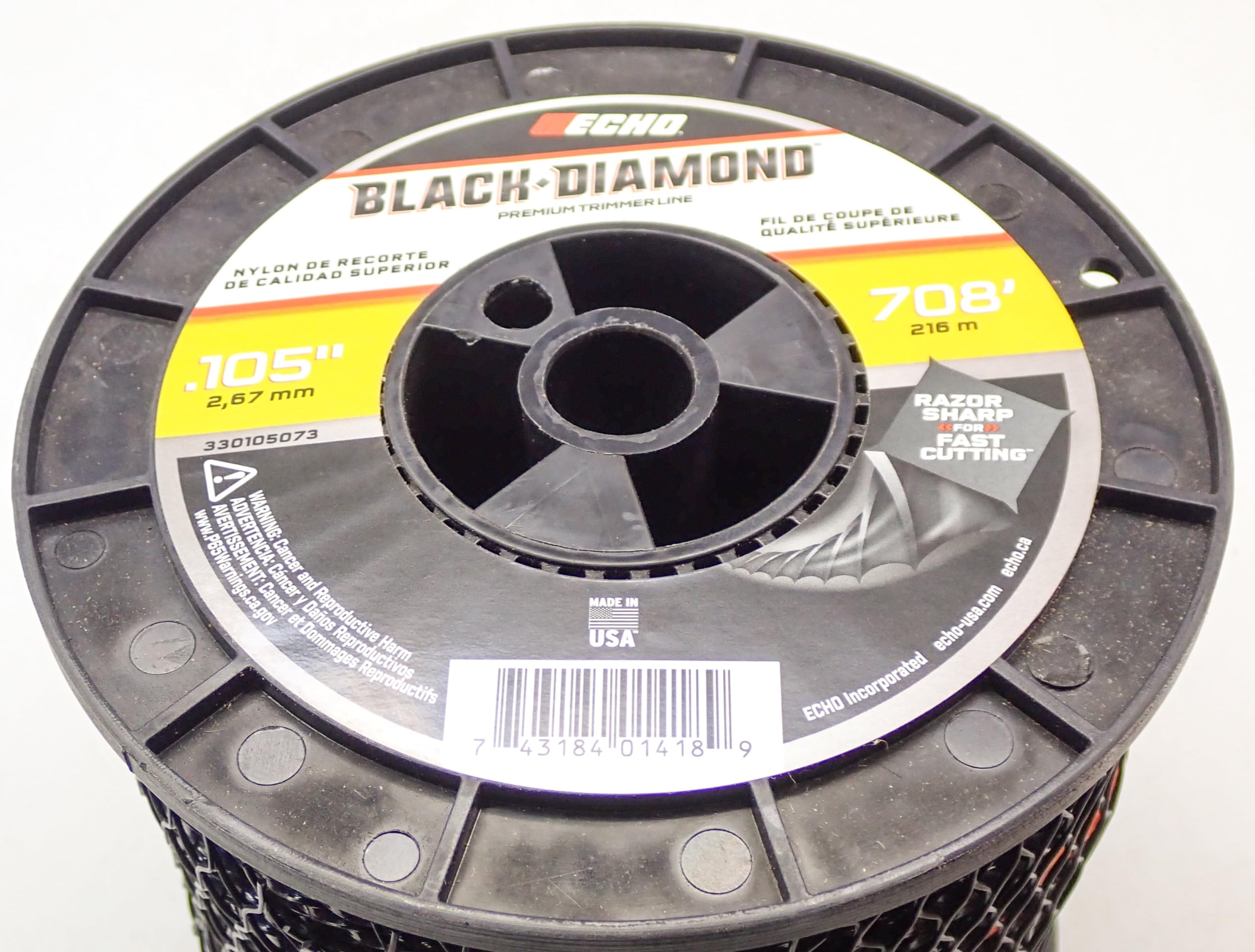 Traverse Creek Echo Black Diamond 0.105 square-twisted profile reduces vibration for smoother operation.