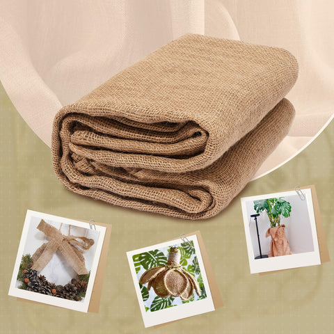 TravLand burlap wrap on chairs for rustic elegance.