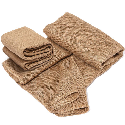 TravLand burlap roll in garden beds for weed control.