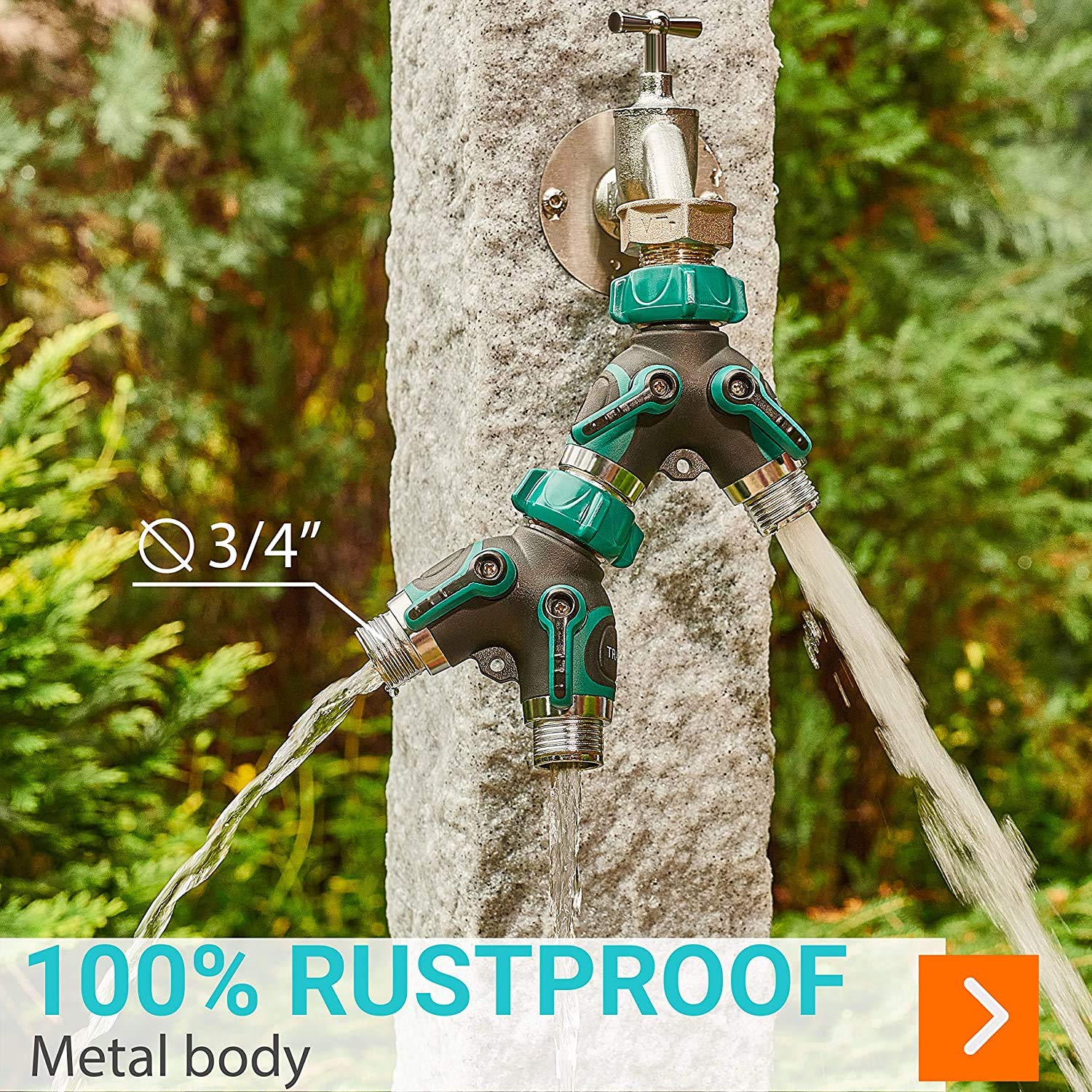 Trazon 360-degree rotating connection eases hose routing.