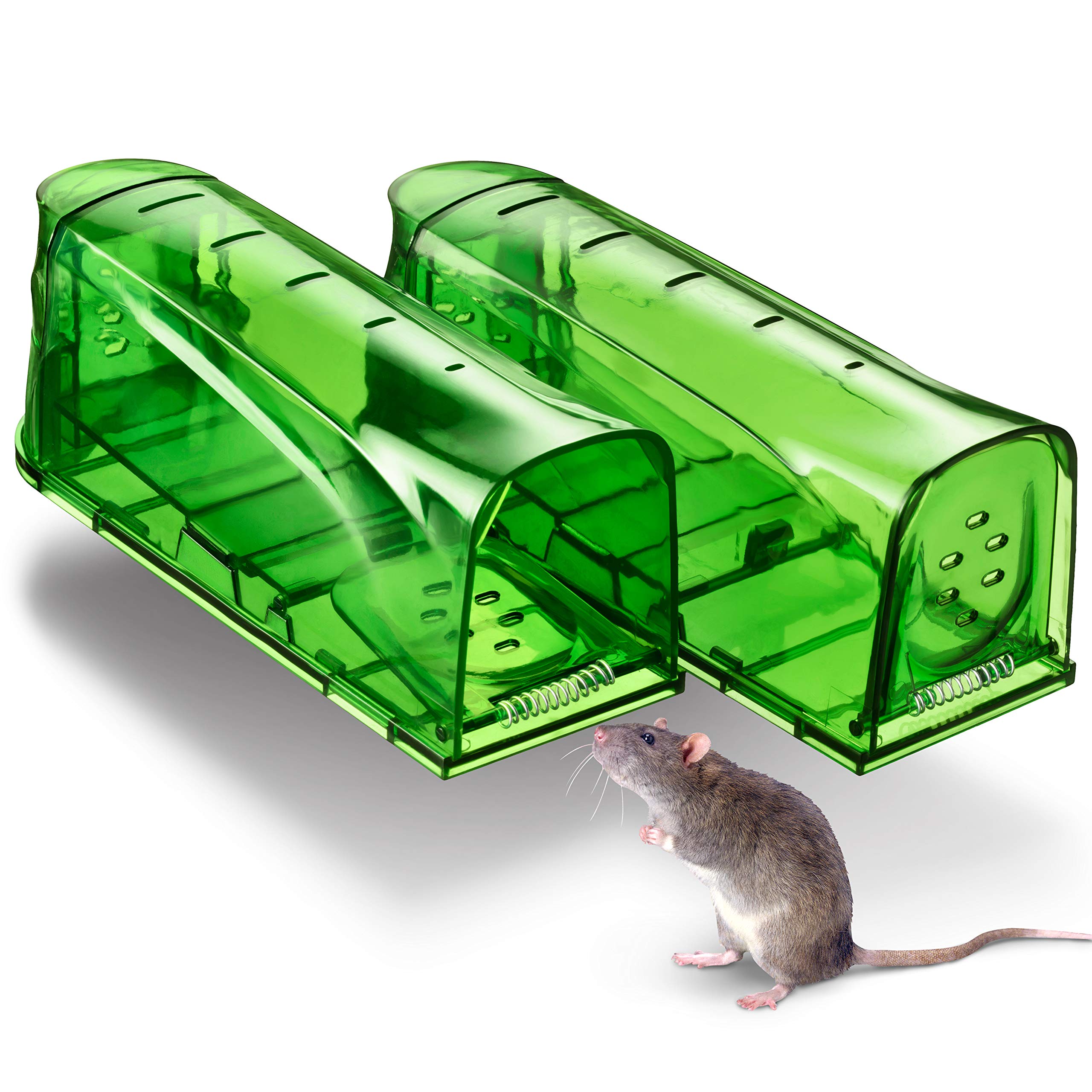Trazon humane mouse trap with compact release chamber for safe, quick release.