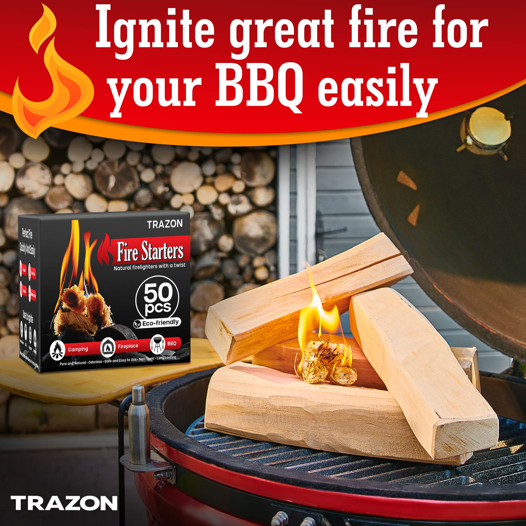 Trazon outdoor weatherproof fire starter resists wind and rain