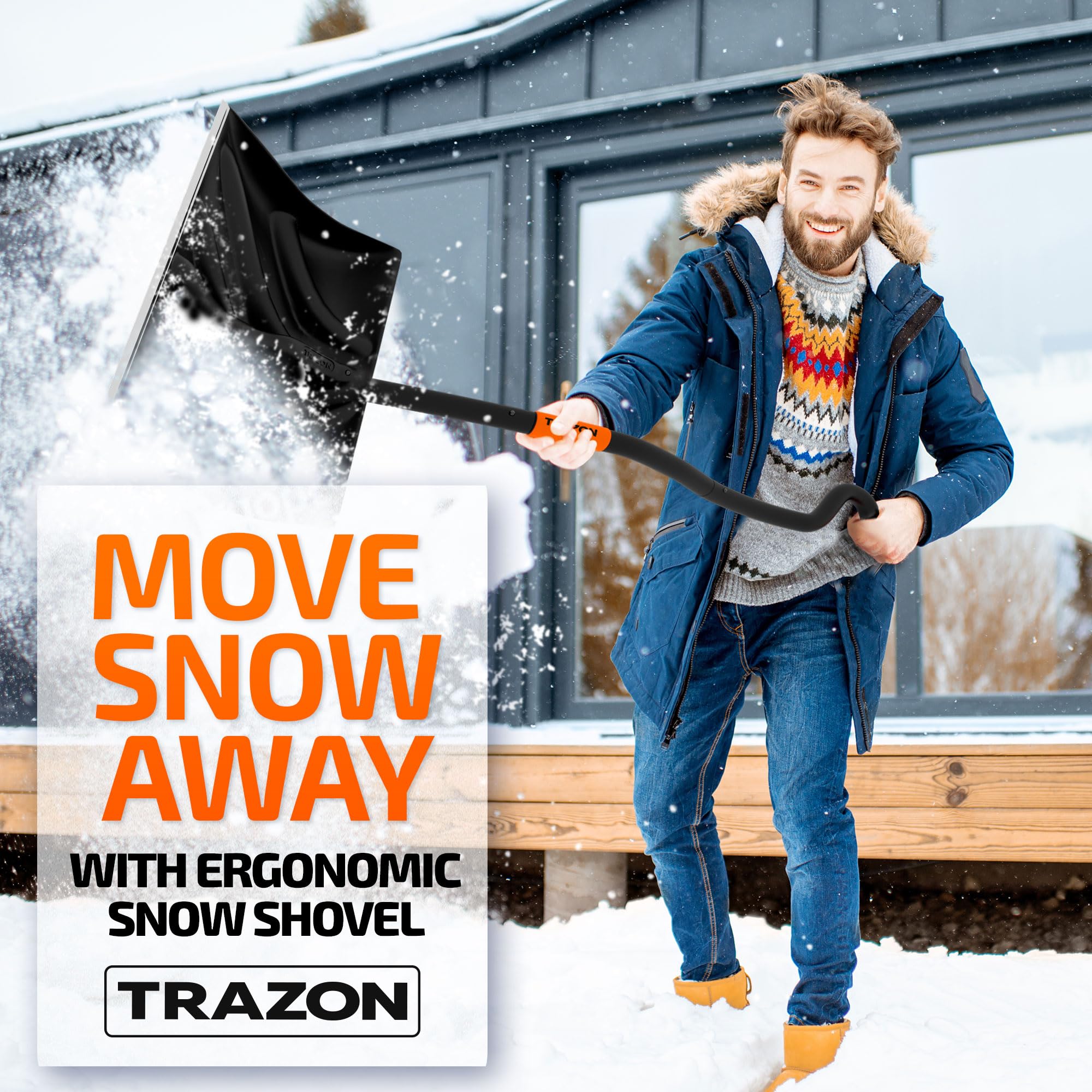 Trazon snow shovel compact storage fits in car or garage
