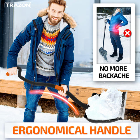 Trazon snow shovel ergonomic design supports comfortable posture