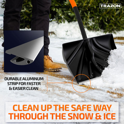 Trazon snow shovel large capacity scoop clears more snow per pass