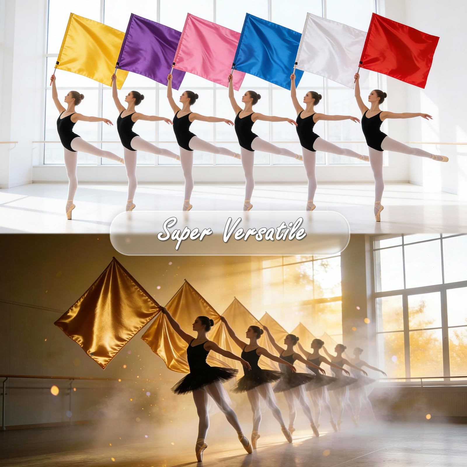 Treasdamic worship flags gold-yellow color adds bright, celebratory energy to praise dance.