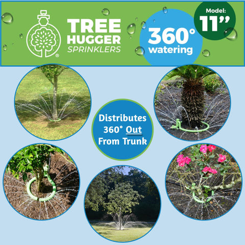 Tree Hugger sprinkler directs water to drip line, promoting root health for trees and shrubs.