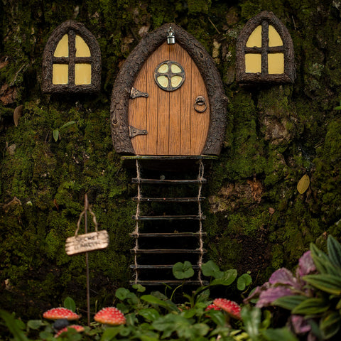 Tree Poetry weatherproof fairy door designed for indoor and outdoor display.