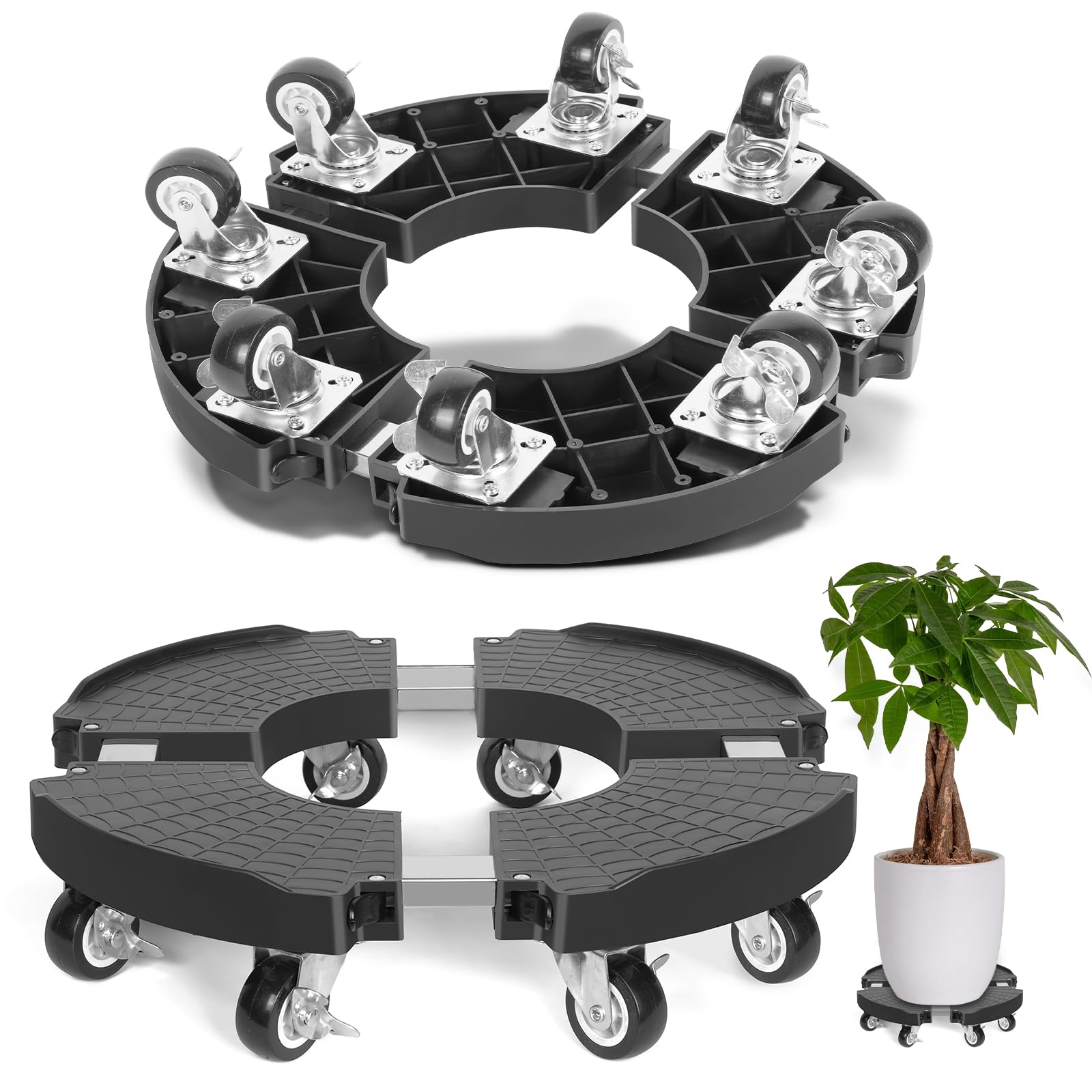 TreeGun plant caddy with wheels and lockable casters for easy mobility