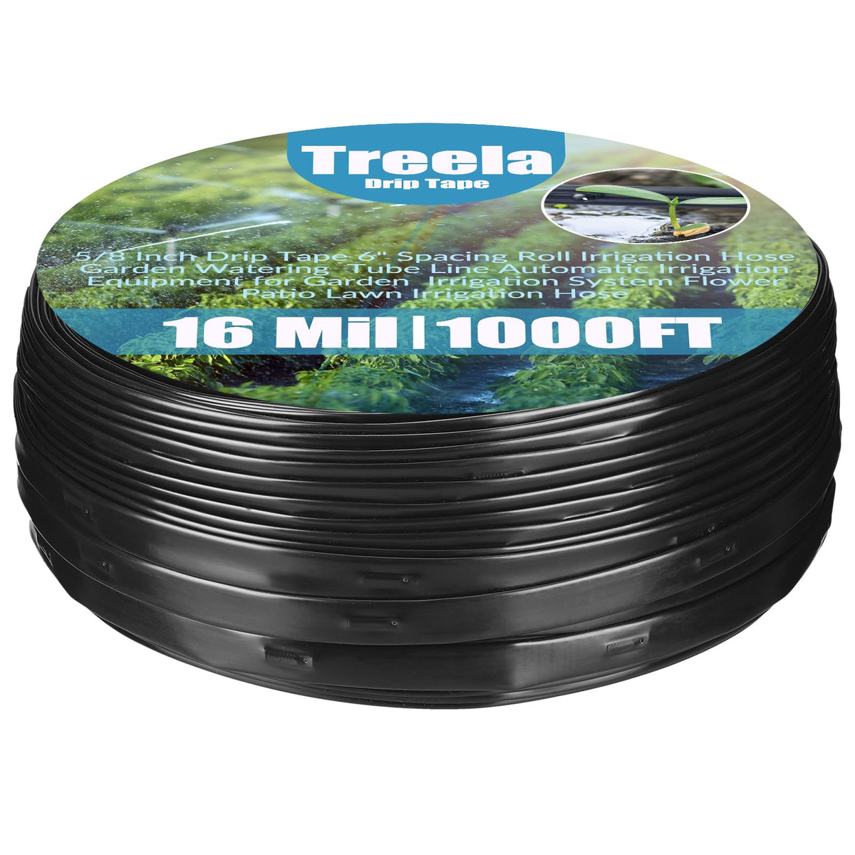 Treela 1000ft drip tape in 5/8in width and 6in spacing for efficient irrigation