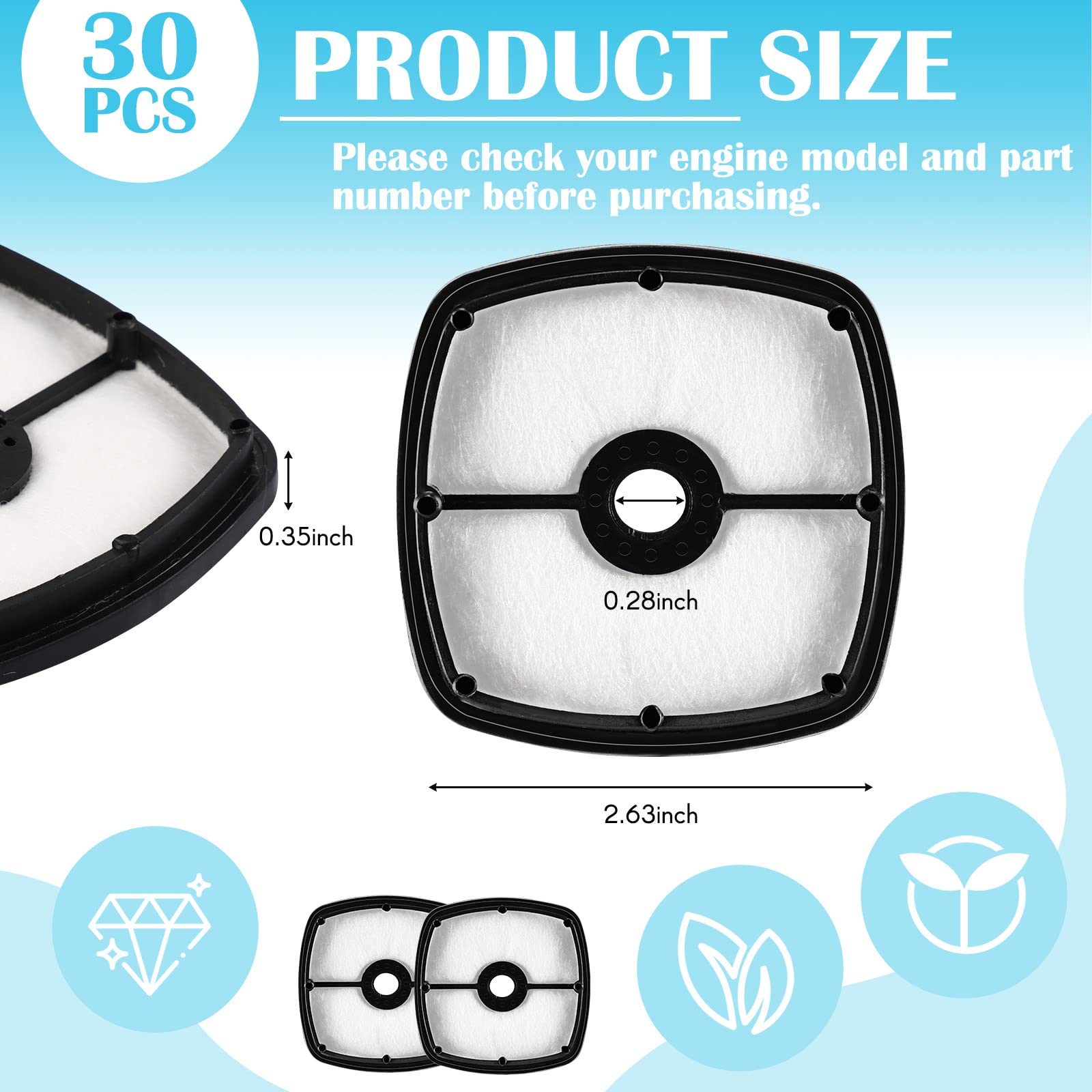 Treela air filter close-up shows durable plastic construction for replacements.