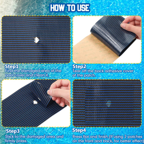 Treela blue patch for mesh safety covers compatible with common pool covers.
