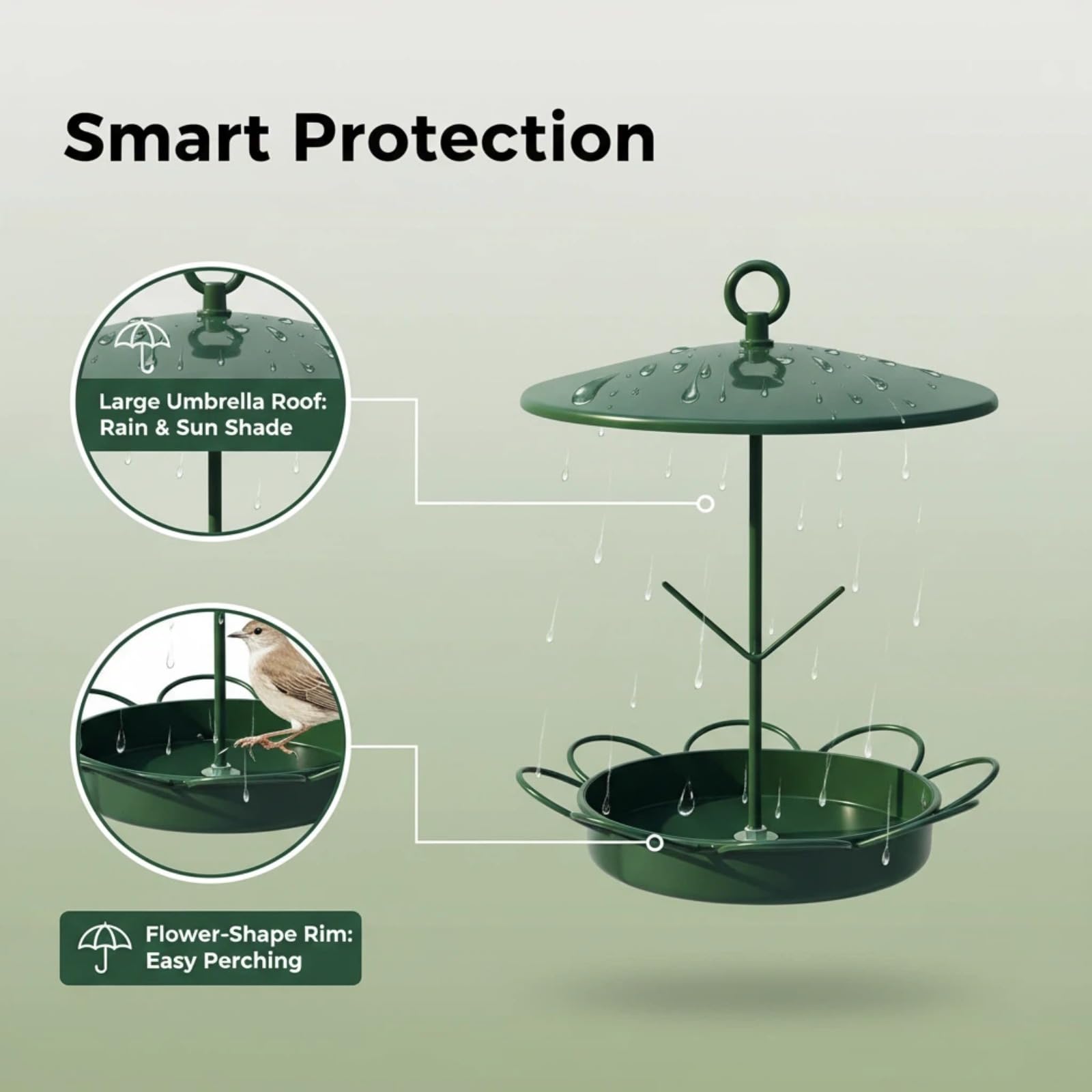 TREELYWOOD large-capacity seed reservoir minimizes refills for multiple birds.
