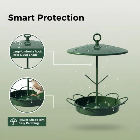 TREELYWOOD large-capacity seed reservoir minimizes refills for multiple birds.