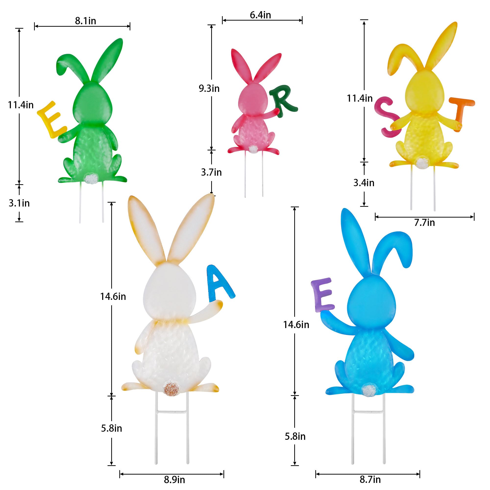 Treewoll bunny stake with white finish for weather-resistant display.