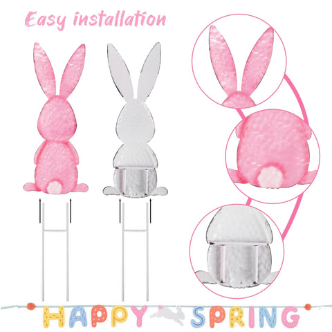 Treewoll Easter bunny stake in yellow provides cheerful spring accent for beds.