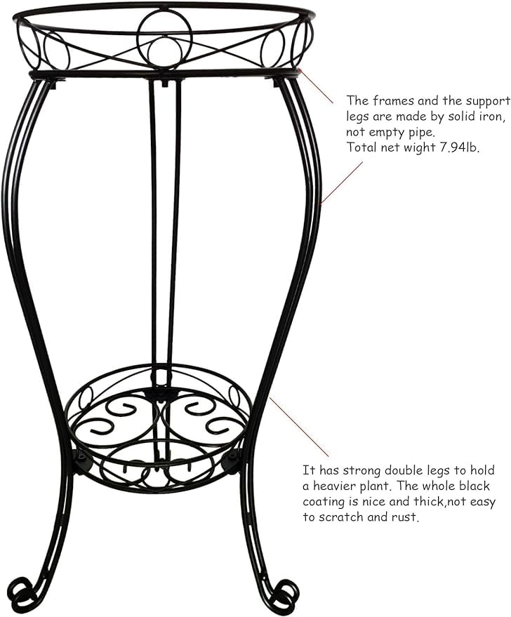 TREEZITEK 28.4-inch tall plant stand side angle showing three double-solid-leg supports.