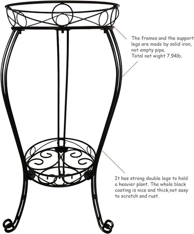 TREEZITEK 28.4-inch tall plant stand side angle showing three double-solid-leg supports.