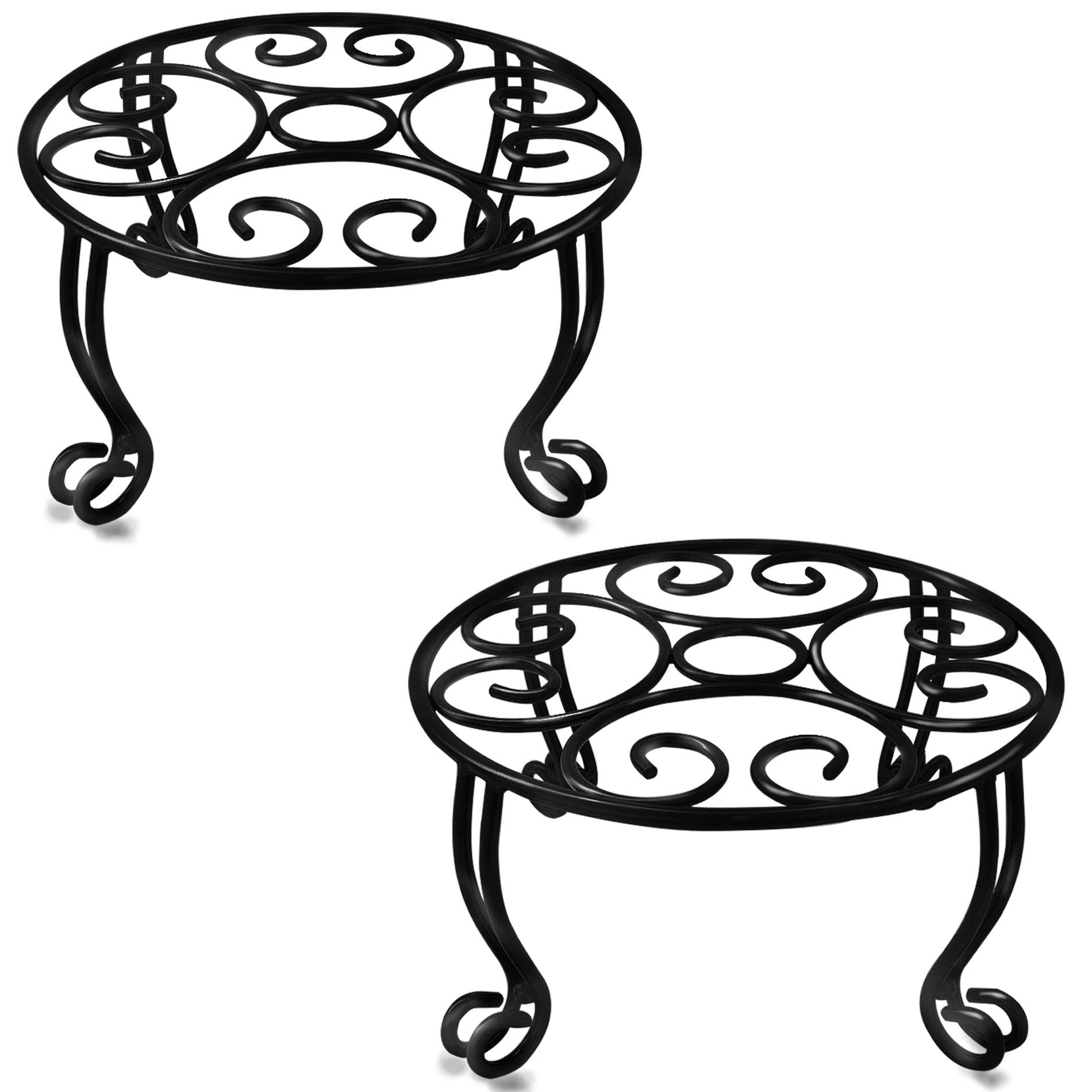 TREEZITEK heavy-duty round iron plant stand with 11.8-inch diameter supports large pots securely.