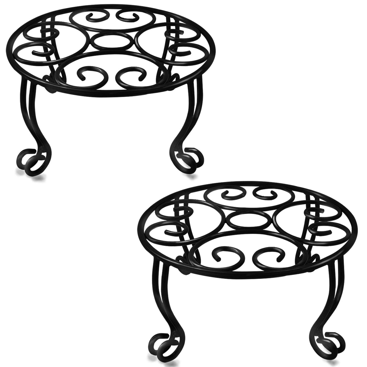 TREEZITEK heavy-duty round iron plant stand with 11.8-inch diameter supports large pots securely.
