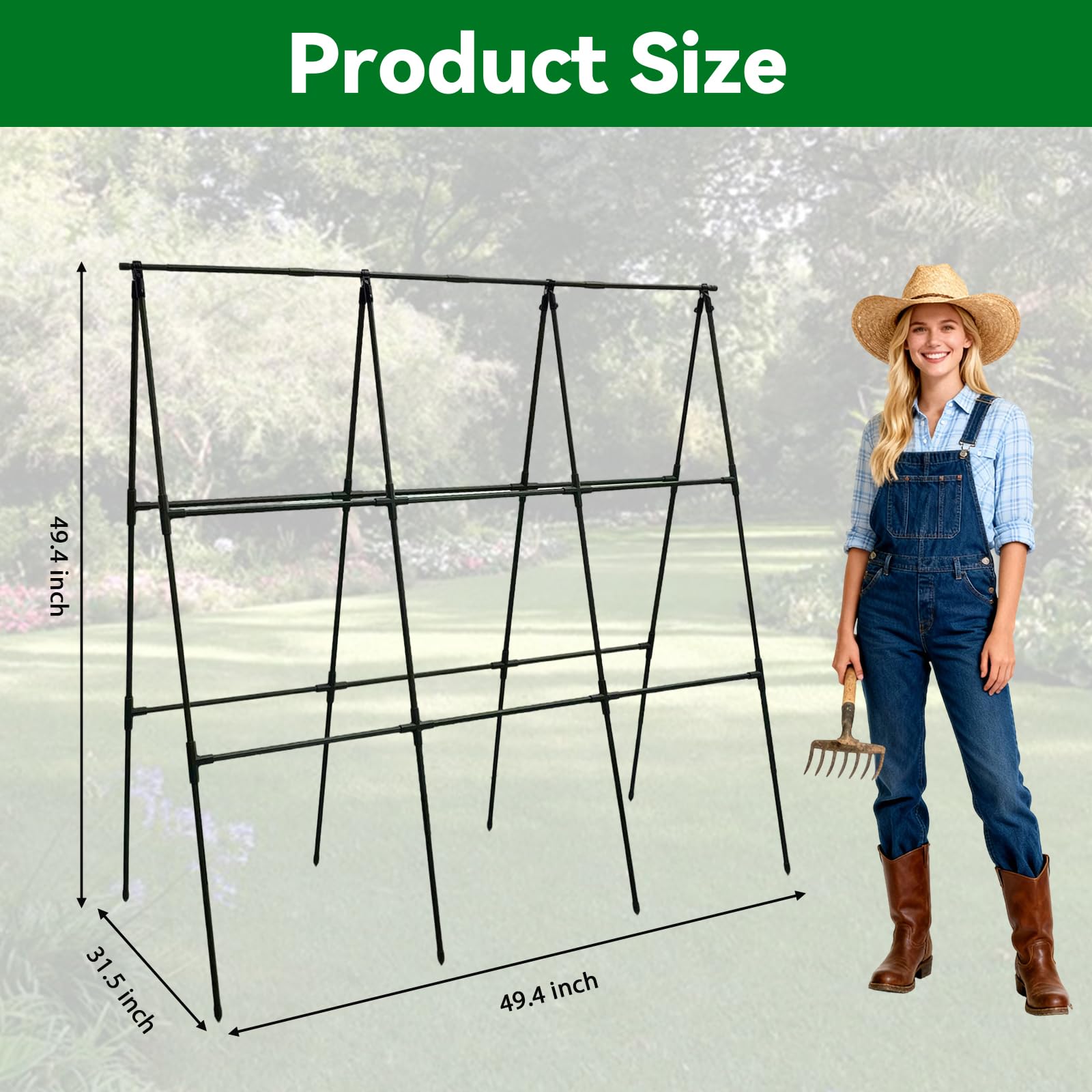 Trellume Cucumber Trellis assembly instruction image demonstrating quick setup