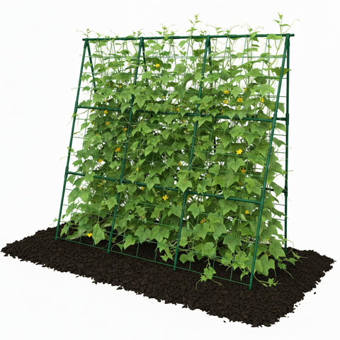 Trellume cucumber trellis assembly for quick, sturdy vertical support