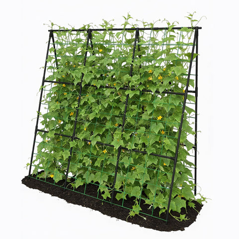 Trellume Cucumber Trellis front view shows sturdy rust-resistant frame for climbing cucumbers