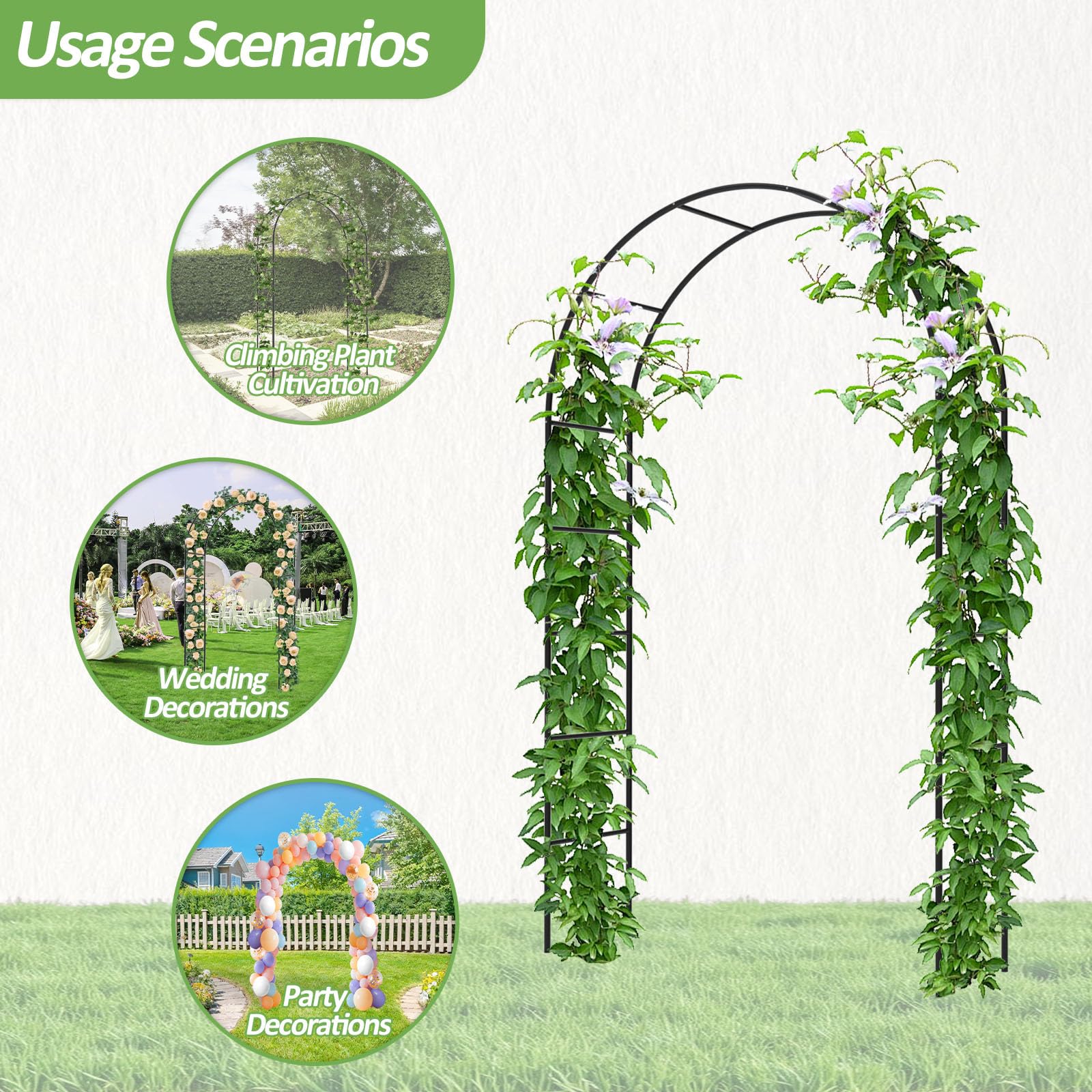 Trellume Garden Arch quick to assemble with pre-drilled holes for easy setup.
