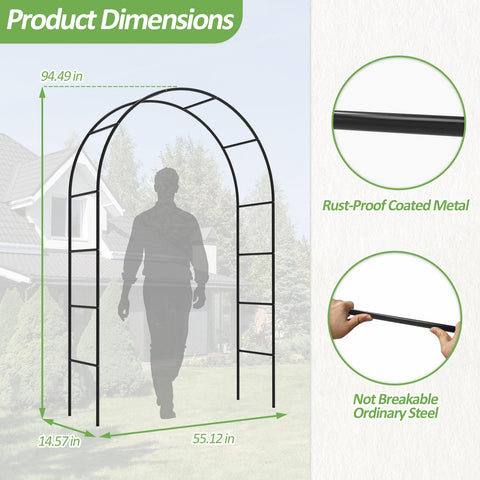 Trellume Garden Arch features a rust-proof coating for weather-resistant outdoor display.