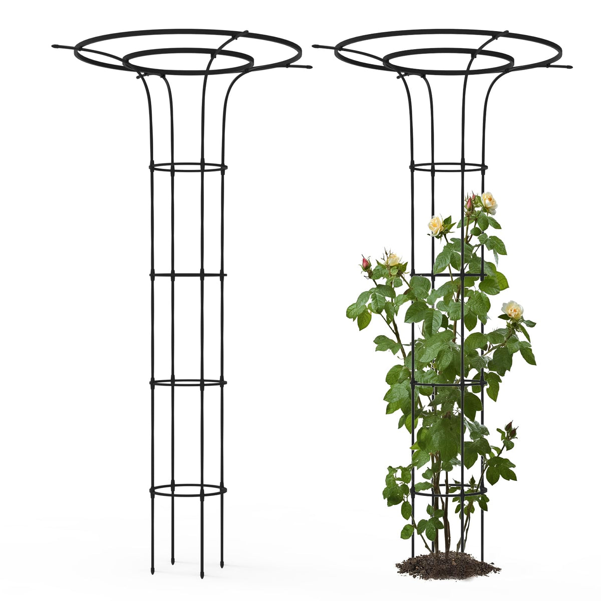 Trellume 69-inch expandable outdoor trellis supports climbing plants.
