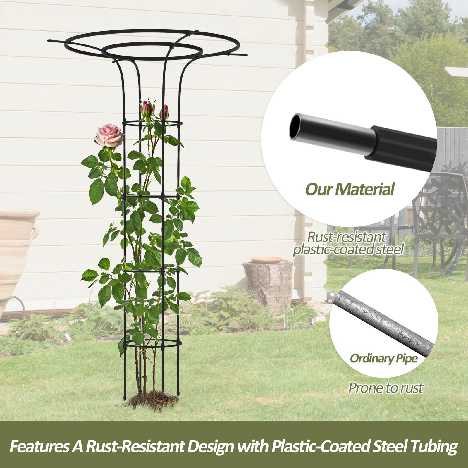 Trellume expandable metal plant support adapts to growth without tools