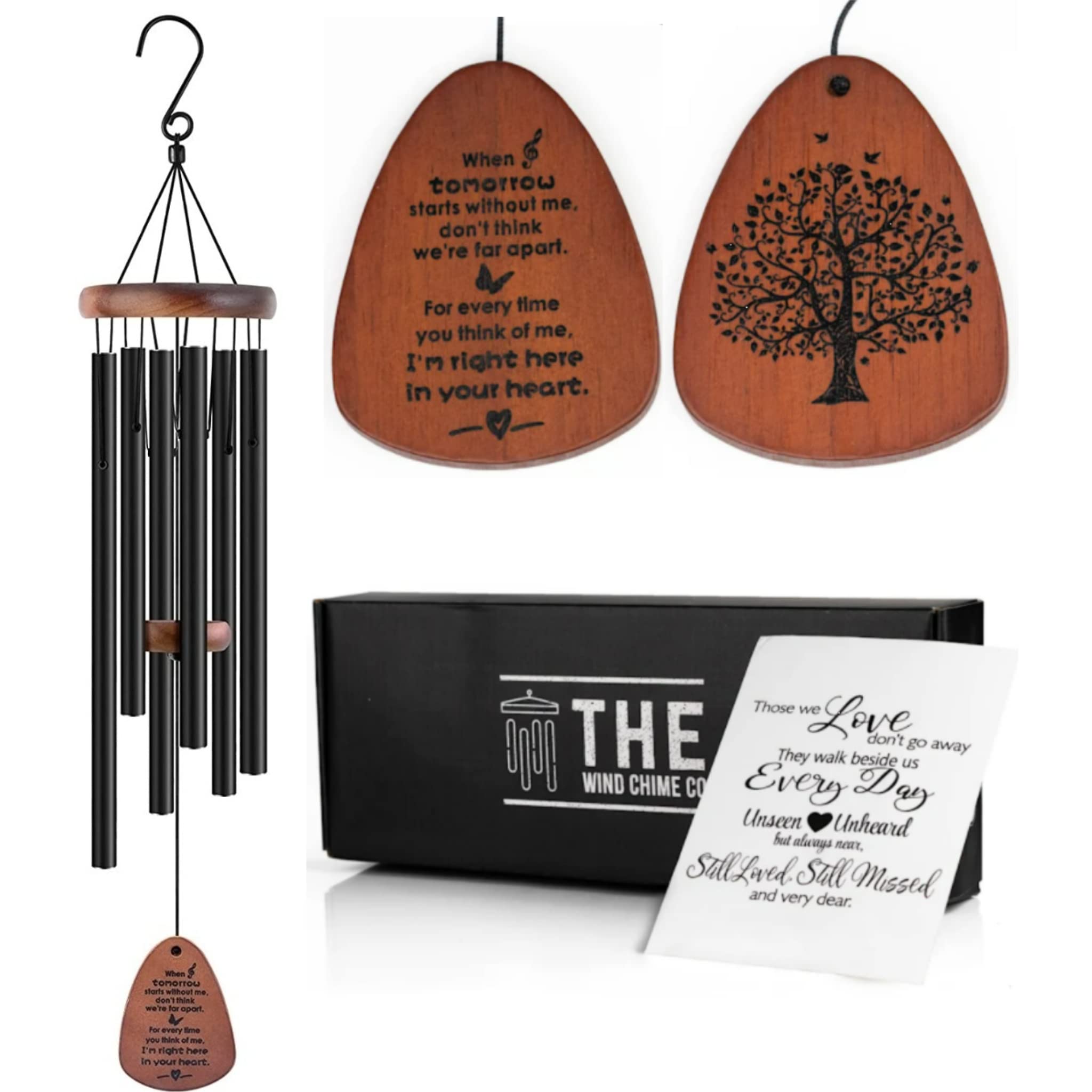 Trend Jockey wind chime with 32-inch sympathy card for heartfelt remembrance at home