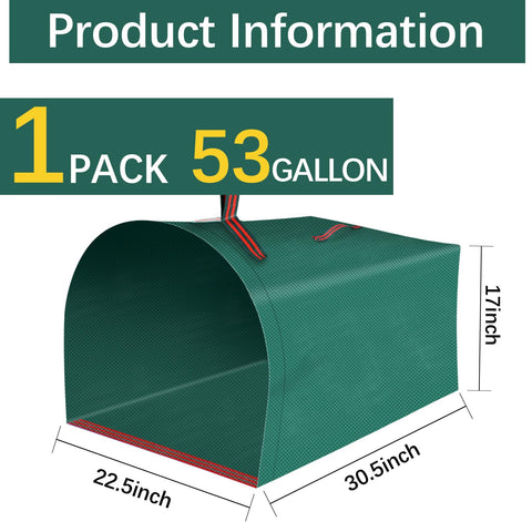 Trendara 53-gallon leaf bag in use showing large capacity for quick collection.