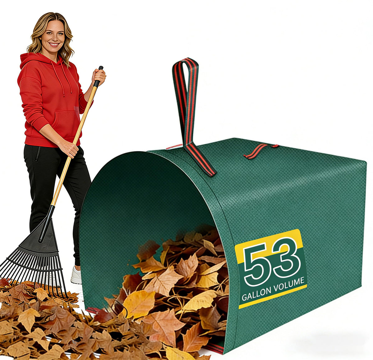 Trendara 53-gallon leaf bag with stand-up opening for effortless garden cleanup.