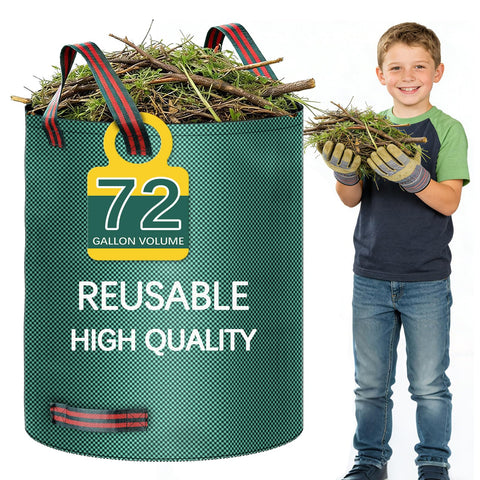 Trendara 72-gallon lawn bag standing upright with ring opening for easy leaf pickup.