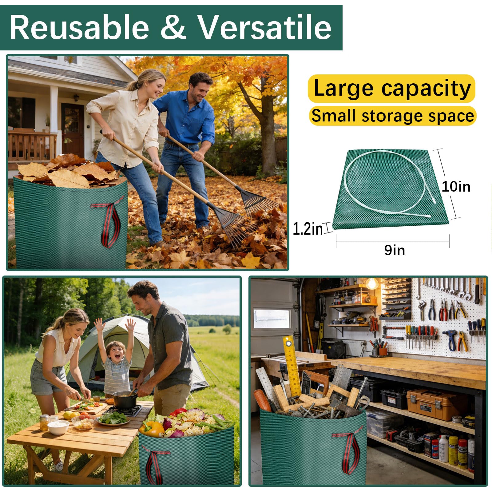 Trendara foldable yard bag collapsed flat for compact storage after use.