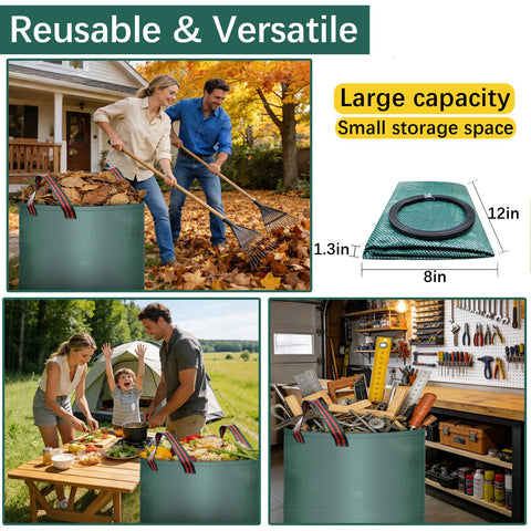 Trendara leaf bag folds flat for compact off-season storage.