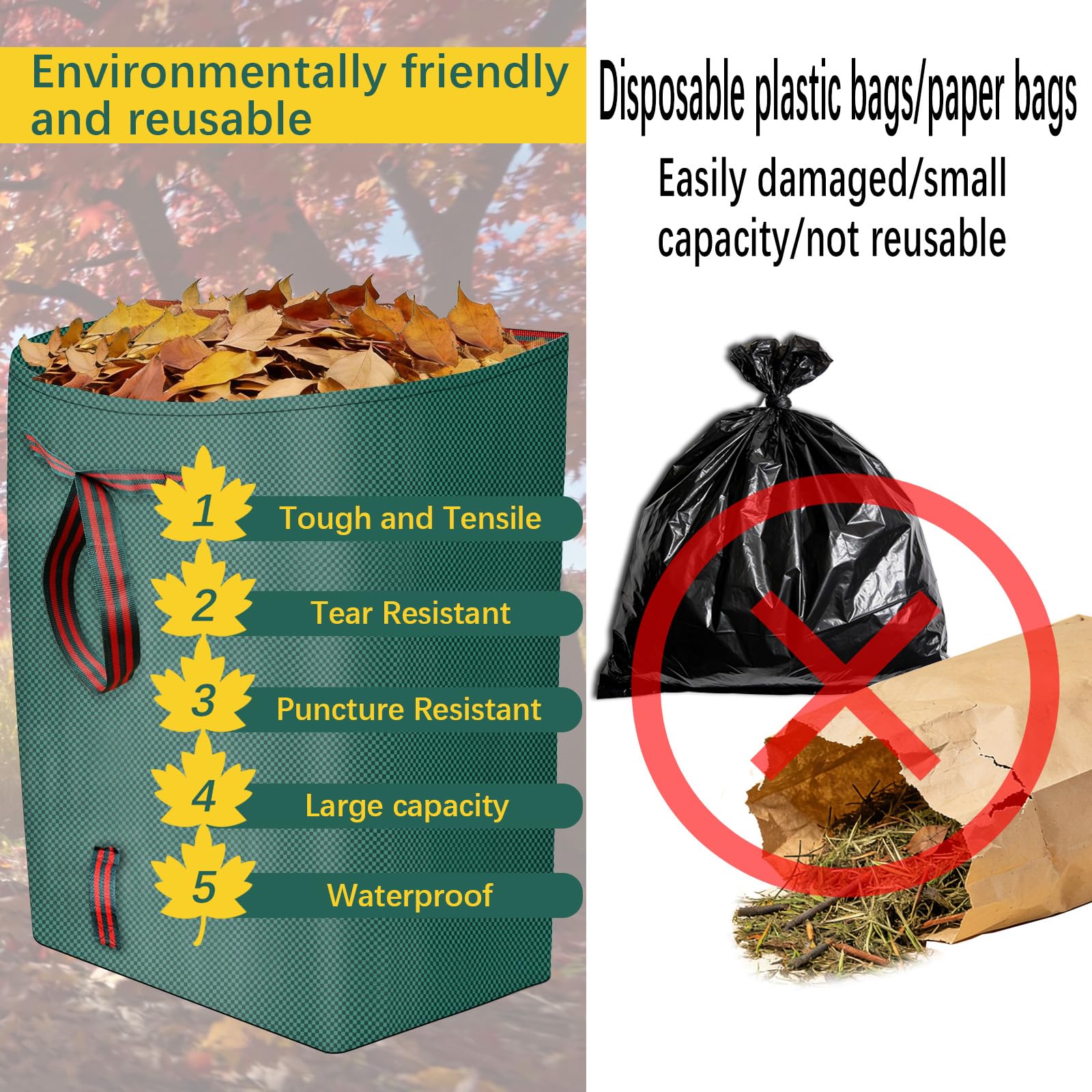 Trendara reusable yard bag made from durable fabric withstands sun and rain.