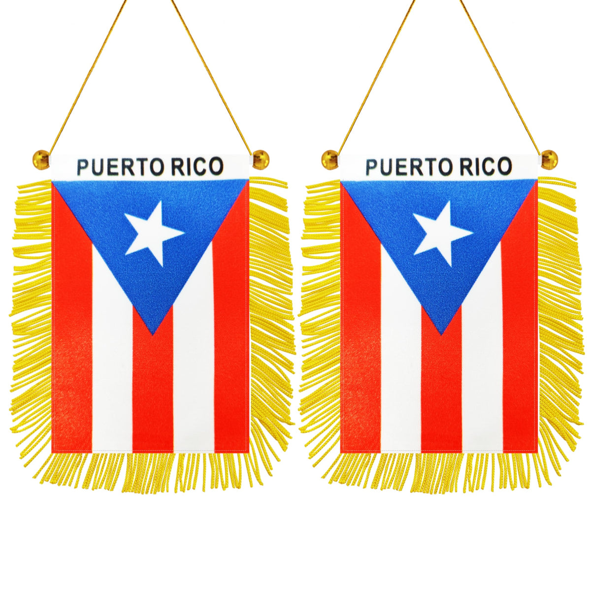 TrendPow Puerto Rico flag on rearview mirror, compact car decor.