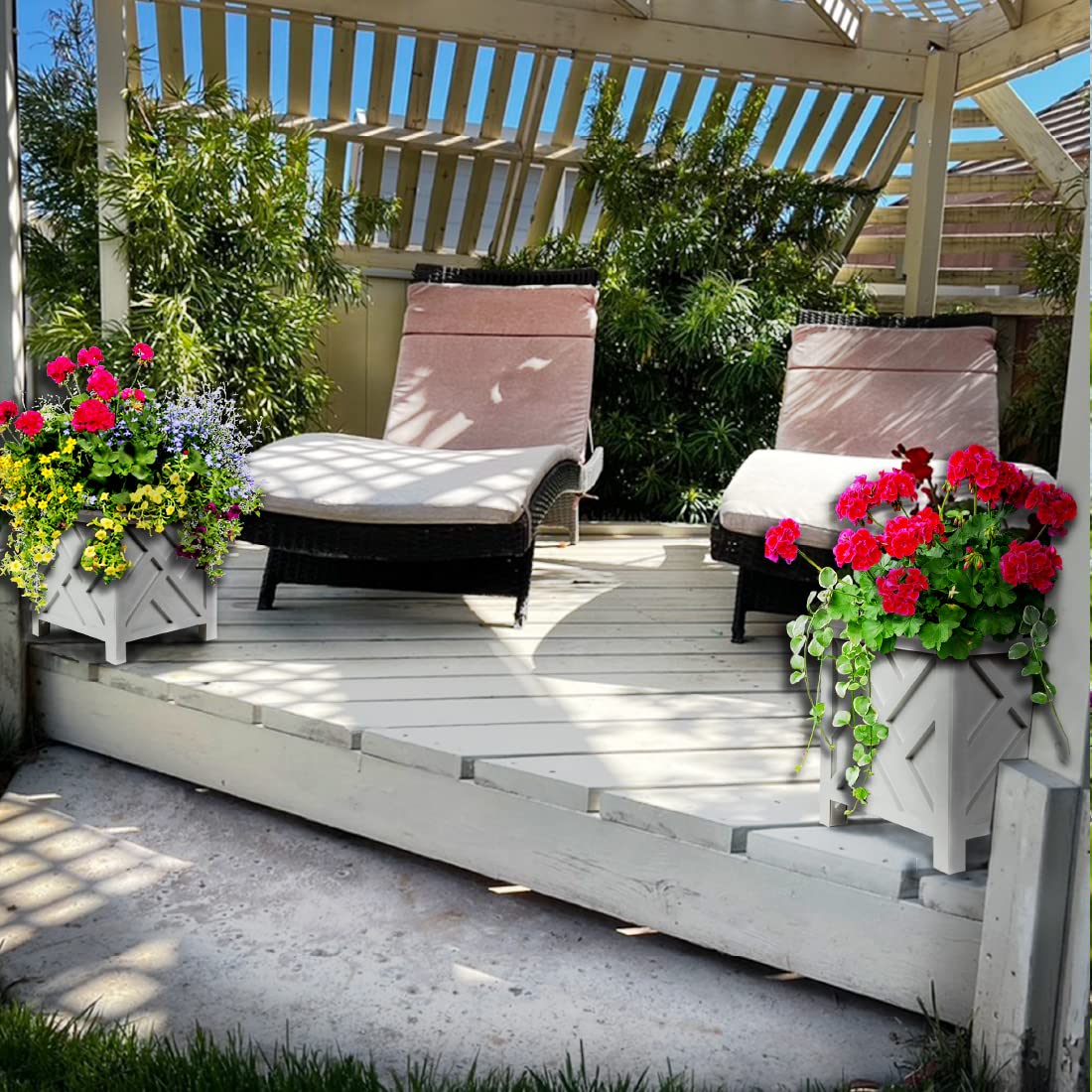 Trenton Gifts Chippendale planters snap together tool-free for quick setup.