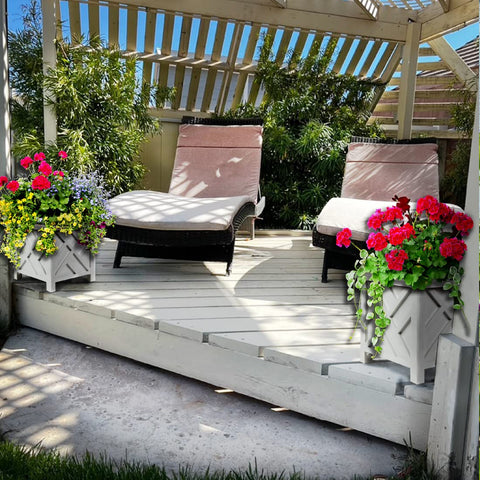 Trenton Gifts Chippendale planters snap together tool-free for quick setup.