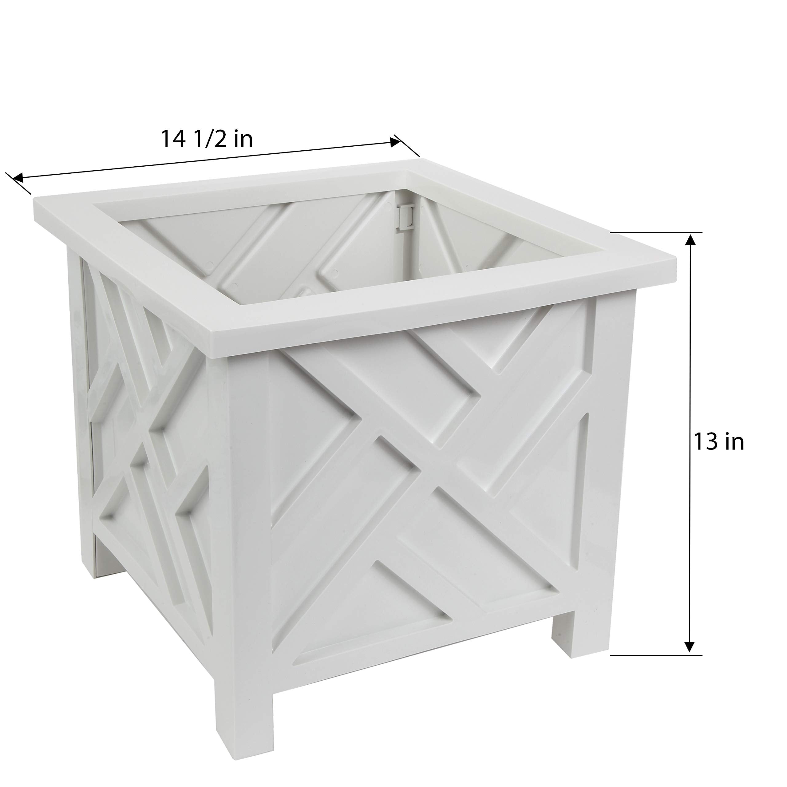 Trenton Gifts Chippendale white planters ready for outdoor display and decor.
