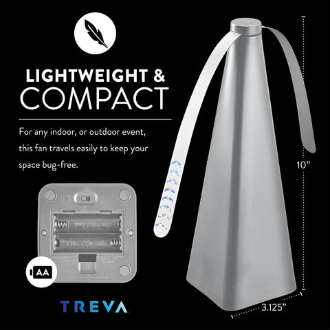 Treva bug fan reflective pattern creates an insect deterrent zone