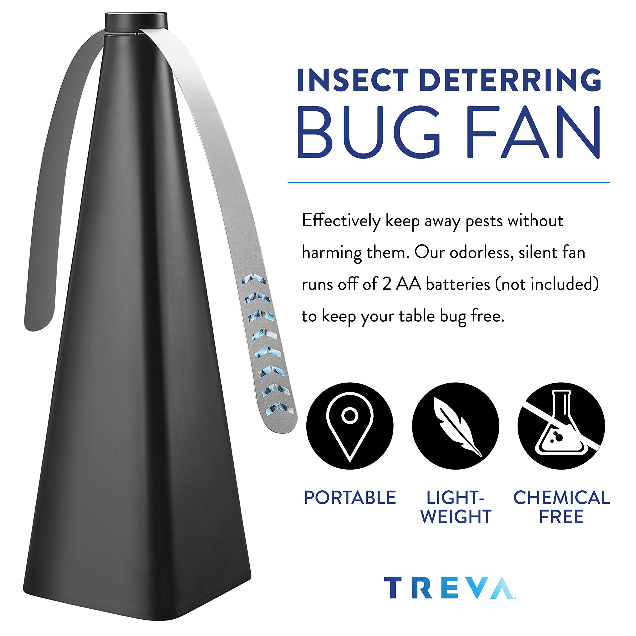 Soft-stop blades on the Treva fan promote safe, quiet outdoor use.