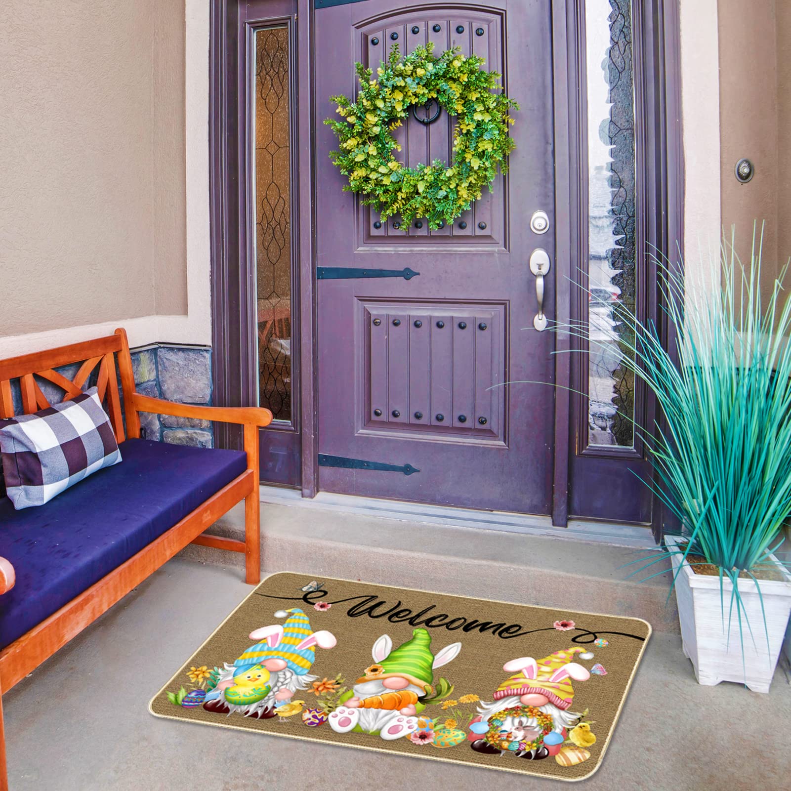 TREWAVE Easter bright-printing doormat stays vibrant through daily use.