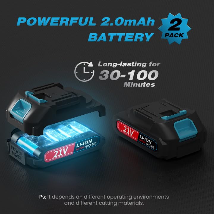 TREXEEN 2000mAh battery pair powering extended cordless sessions.
